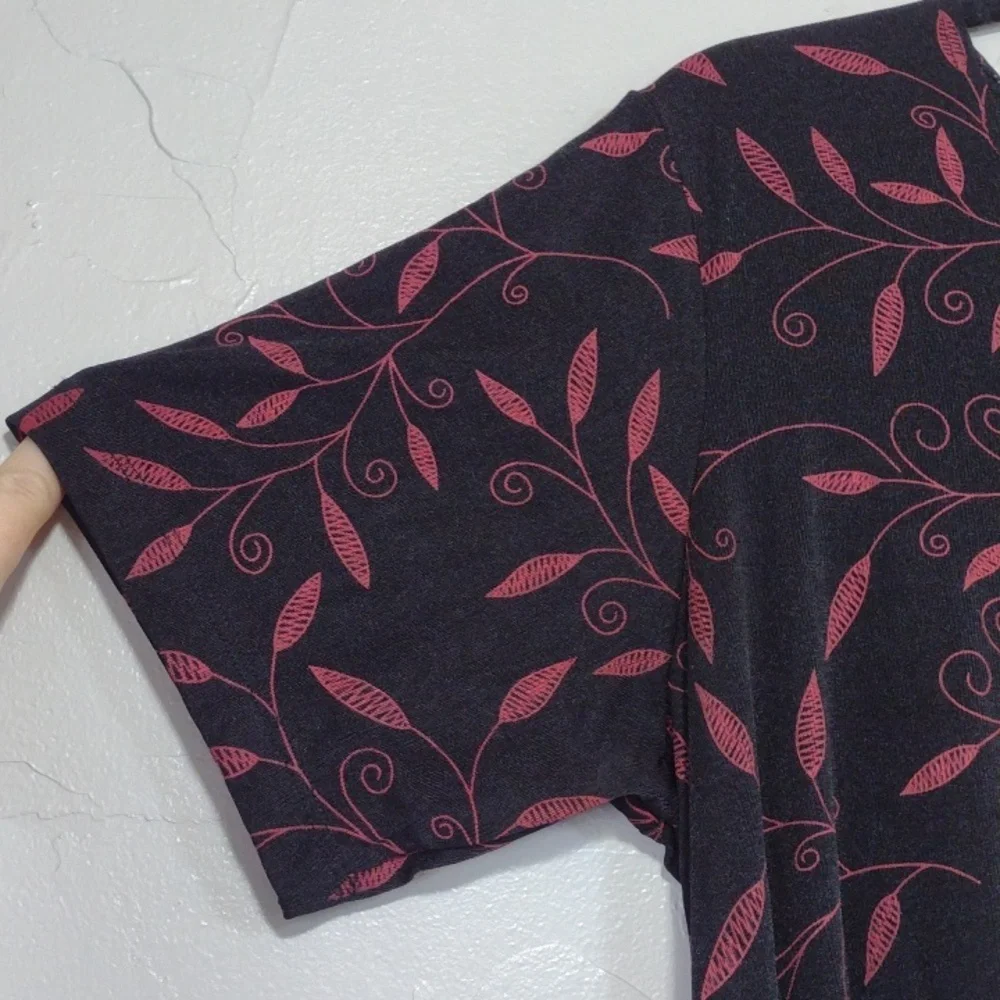 90s Black and Red Leaf Whimsigoth Dress Vintage 1X - Picture 4 of 7